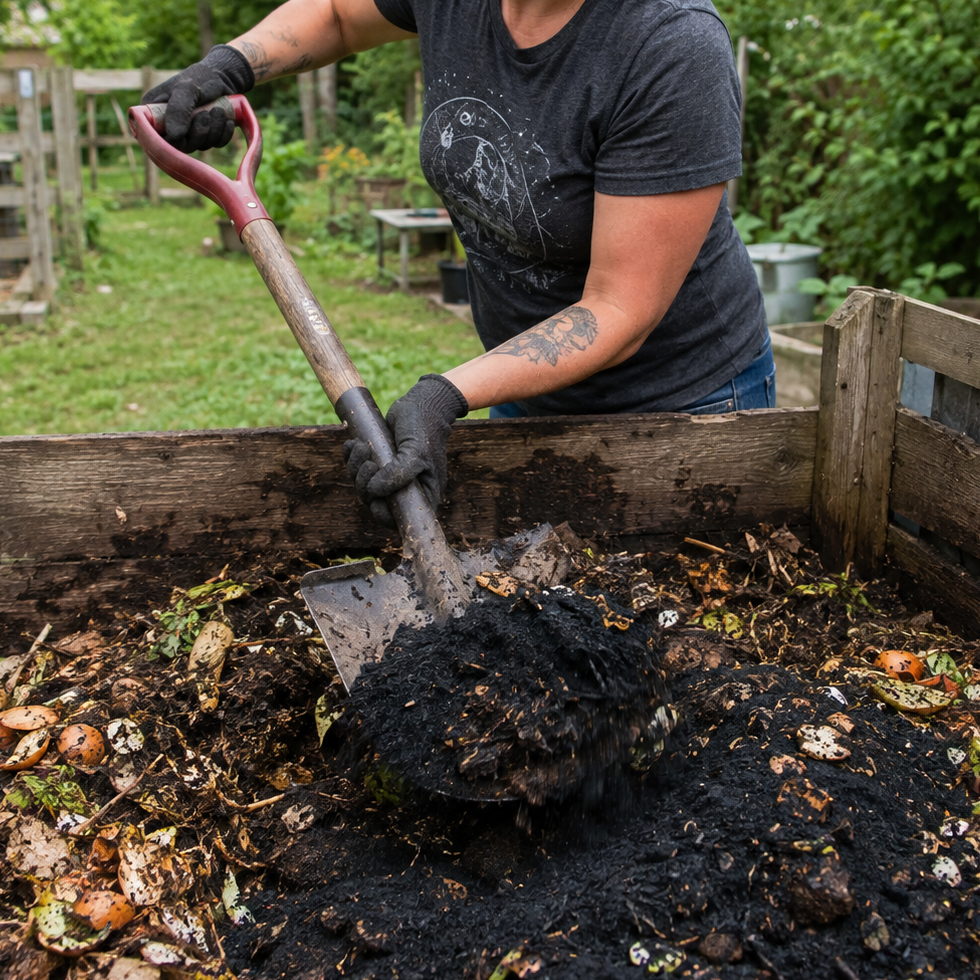 Mixing Biochar into compost to charge it