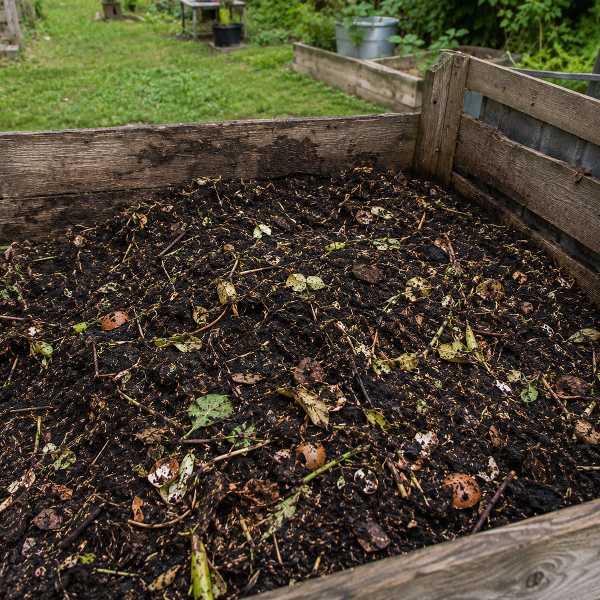 Biochar charging in a moist compost pile